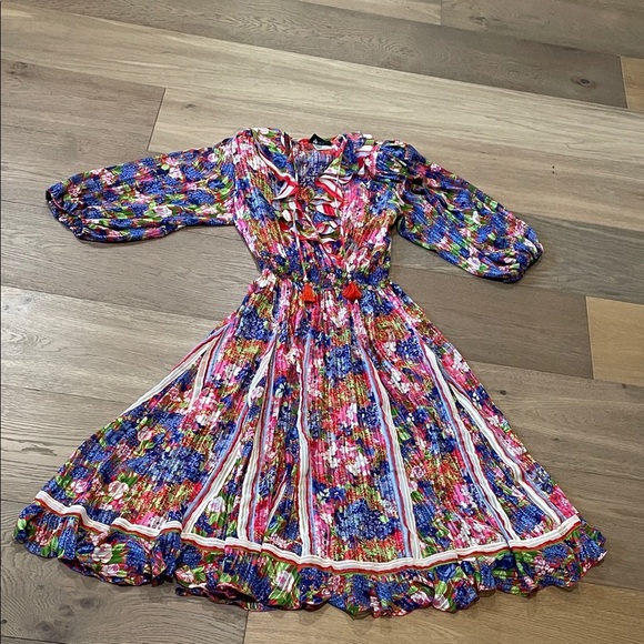Diane Freis Vintage Floral Printed Midi Dress Size Medium - Picture 1 of 14